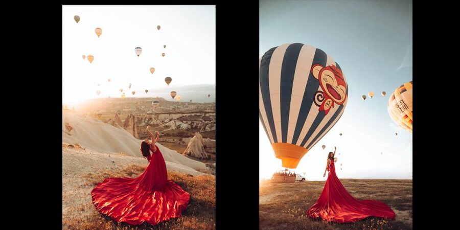 Cappadocia: PhotoShoot with Balloons. Flying Dress included. - The dress moment: color choice and how posing gets handled