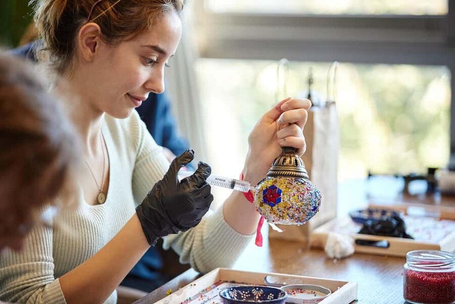 Cappadocia: Traditional Mosaic Lamp Workshop - The best part: choosing colors and building your pattern